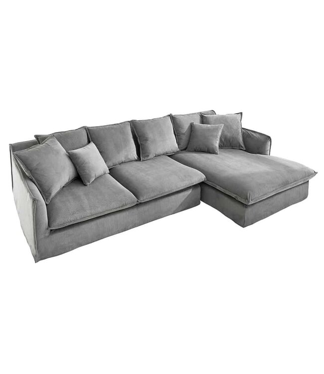 Invicta Interior Grote hoekbank HEAVEN 255cm grijs koord inclusief kussens Modern Design - 43445