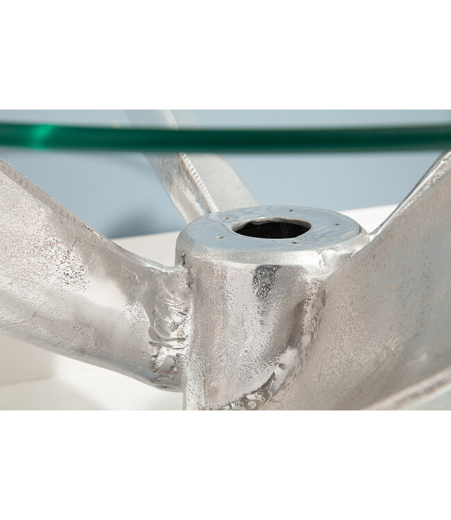 Invicta Interior Maritieme salontafel OCEAN M 60cm antiek zilver rond scheepspropeller glazen blad - 39089