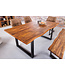 Invicta Interior Massief houten eettafel GENESIS 140cm naturel antraciet acaciaboomrand sledeonderstel - 42053