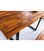 Invicta Interior Massief houten eettafel GENESIS 140cm naturel antraciet acaciaboomrand sledeonderstel - 42053