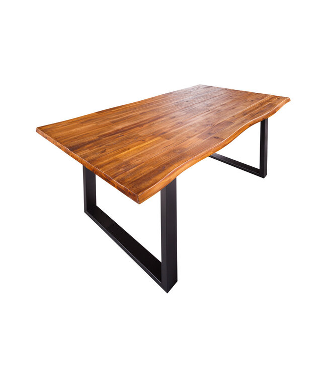 Invicta Interior Massief houten eettafel GENESIS 140cm naturel antraciet acaciaboomrand sledeonderstel - 42053