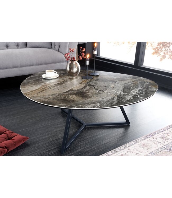 Invicta Interior Moderne salontafel MARVELOUS 90cm taupe marmeren keramiek gemaakt in Italie - 42141