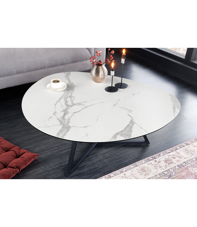 Invicta Interior Moderne salontafel MARVELOUS 90cm wit marmeren keramiek gemaakt in Italie - 42142
