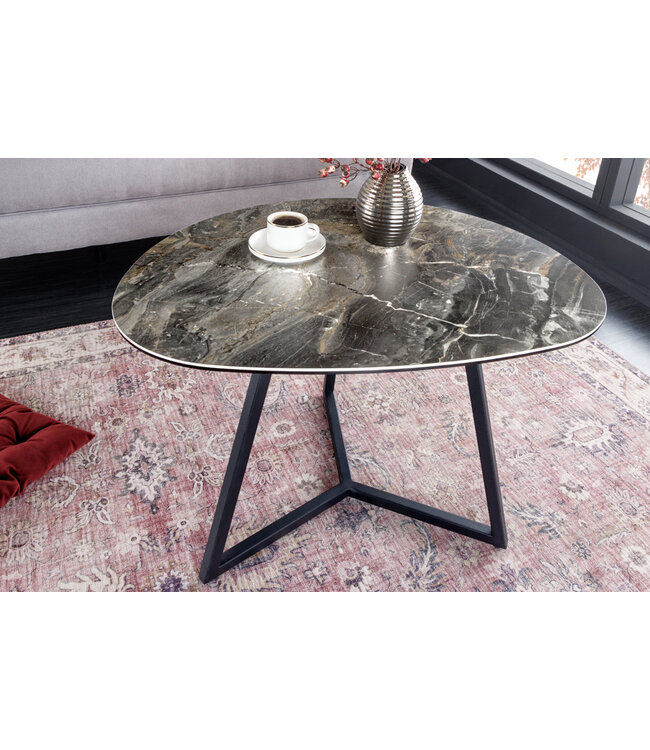 Invicta Interior Moderne salontafel MARVELOUS 70cm taupe marmeren keramiek gemaakt in Italië - 42143