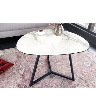 Invicta Interior Moderne salontafel MARVELOUS 70cm wit marmeren keramiek gemaakt in Italië - 42144