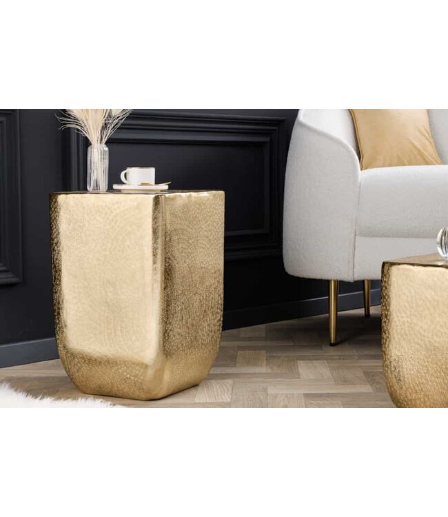 Invicta Interior Design bijzettafel UNIT 45cm goud gehamerd handgemaakt metaal aluminium - 42733