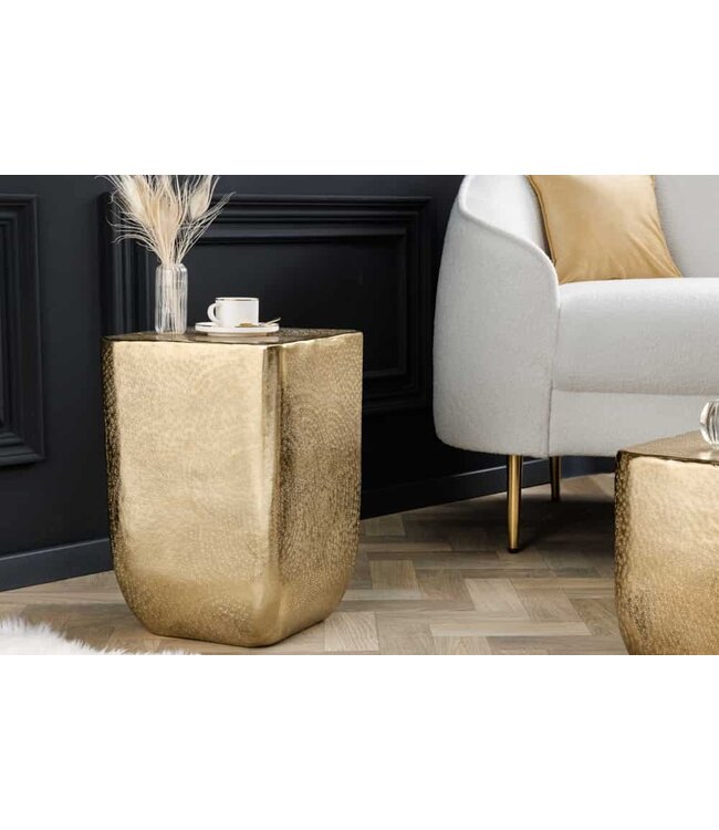 Invicta Interior Design bijzettafel UNIT 45cm goud gehamerd handgemaakt metaal aluminium - 42733