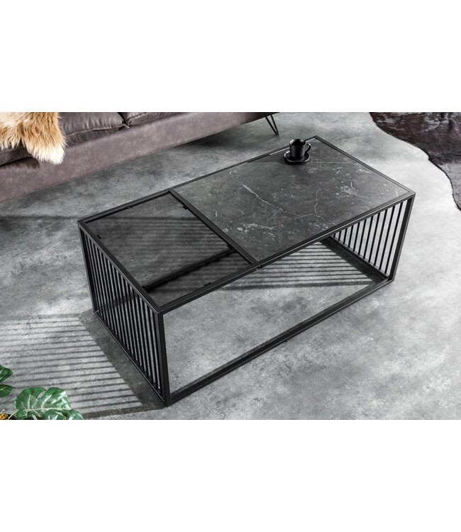Invicta Interior Design salontafel ARCHITECTURE 100cm zwart marmer rookglas metaal - 43001