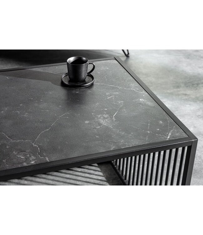 Invicta Interior Design salontafel ARCHITECTURE 100cm zwart marmer rookglas metaal - 43001