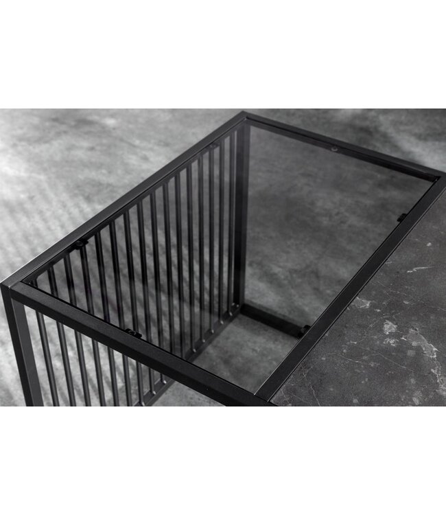 Invicta Interior Design salontafel ARCHITECTURE 100cm zwart marmer rookglas metaal - 43001