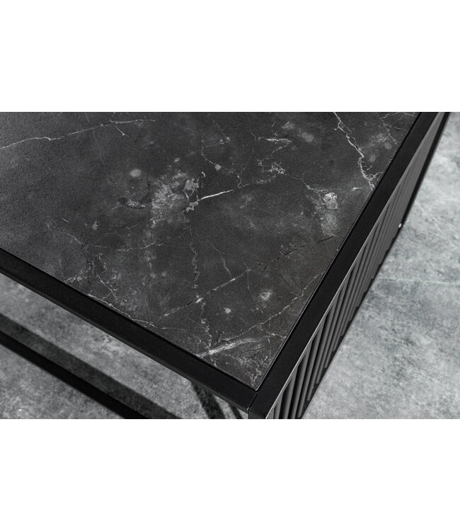 Invicta Interior Design salontafel ARCHITECTURE 100cm zwart marmer rookglas metaal - 43001
