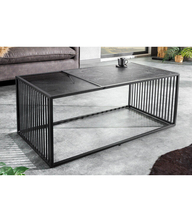 Invicta Interior Design salontafel ARCHITECTURE 100cm zwart marmer rookglas metaal - 43001