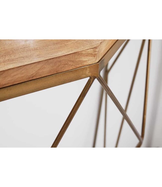 Invicta Interior Filigraan console DIAMOND 90cm mango messing massief hout metaal - 43185