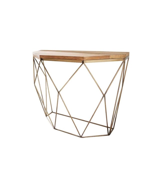 Invicta Interior Filigraan console DIAMOND 90cm mango messing massief hout metaal - 43185