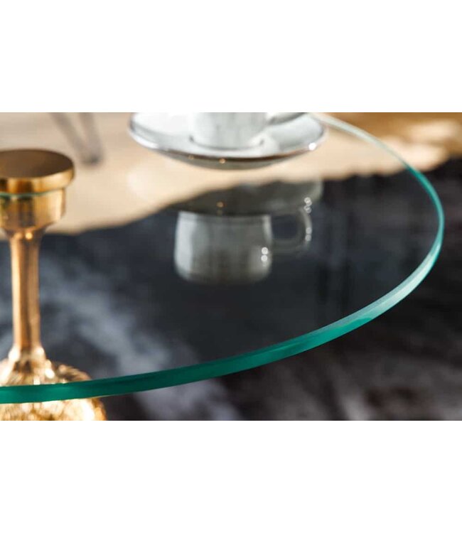 Invicta Interior Ronde bijzettafel KONG 50cm goudkleurig metalen glazen aapfiguur gorilla sculptuur - 43203