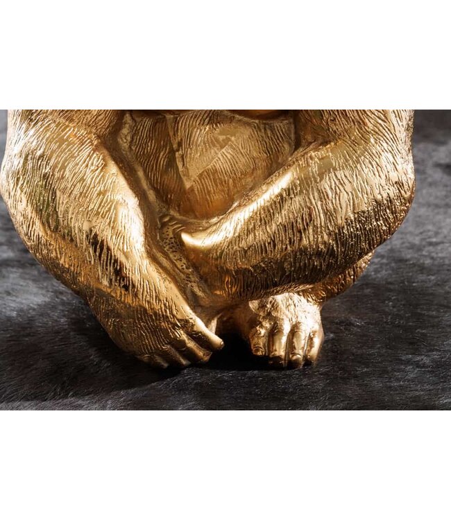 Invicta Interior Ronde bijzettafel KONG 50cm goudkleurig metalen glazen aapfiguur gorilla sculptuur - 43203