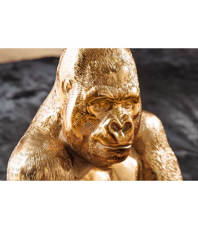 Invicta Interior Ronde bijzettafel KONG 50cm goudkleurig metalen glazen aapfiguur gorilla sculptuur - 43203