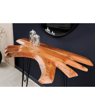 Invicta Interior Massief houten consoletafel WILD 105 cm natuurlijke acacia haarspeldpoten boomrand - 43340