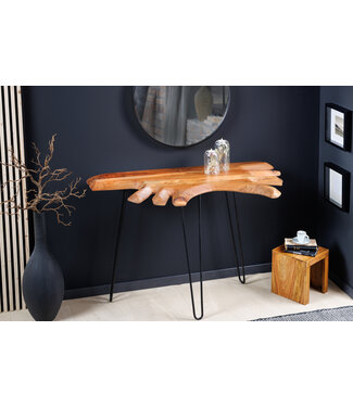 Invicta Interior Massief houten consoletafel WILD 105 cm natuurlijke acacia haarspeldpoten boomrand - 43340