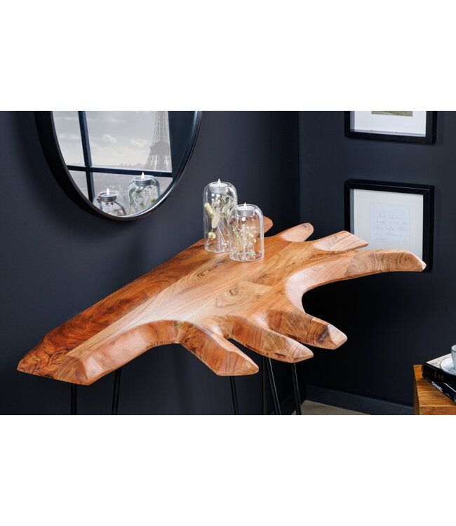 Invicta Interior Massief houten consoletafel WILD 105 cm natuurlijke acacia haarspeldpoten boomrand - 43340