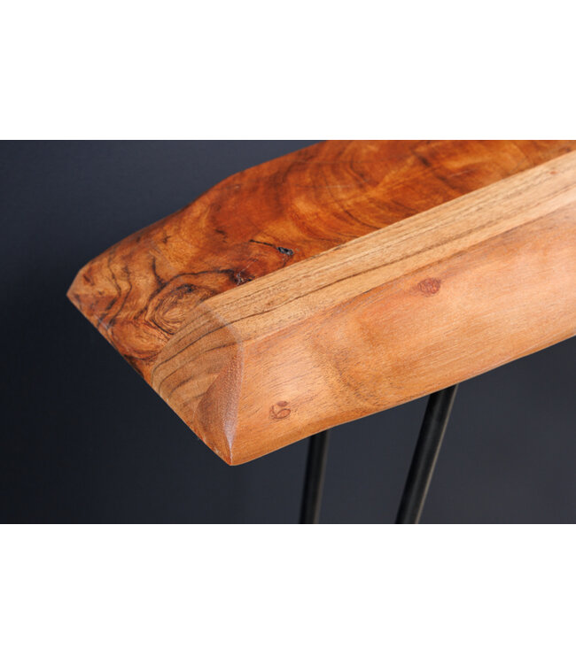 Invicta Interior Massief houten consoletafel WILD 105 cm natuurlijke acacia haarspeldpoten boomrand - 43340