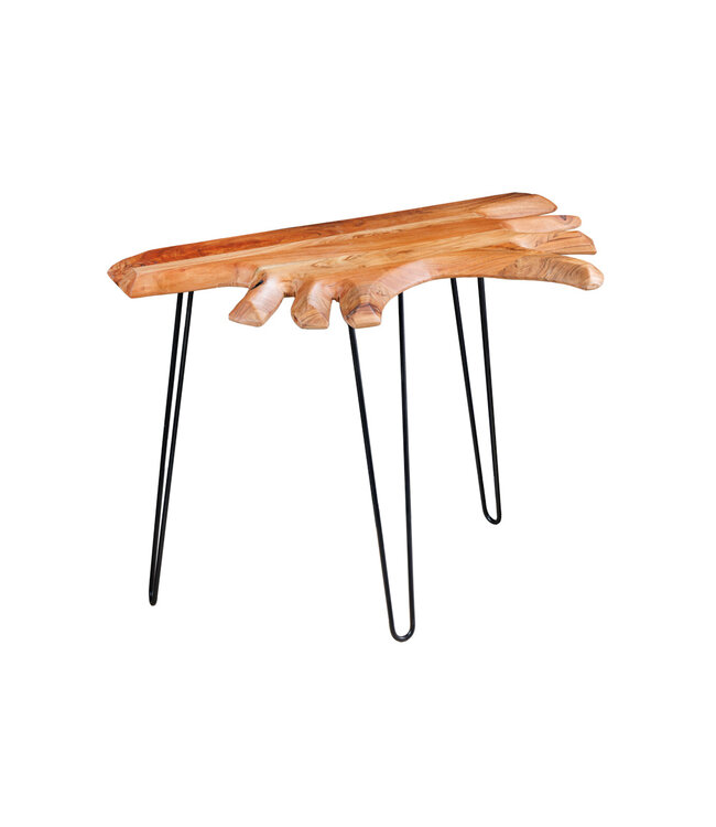 Invicta Interior Massief houten consoletafel WILD 105 cm natuurlijke acacia haarspeldpoten boomrand - 43340