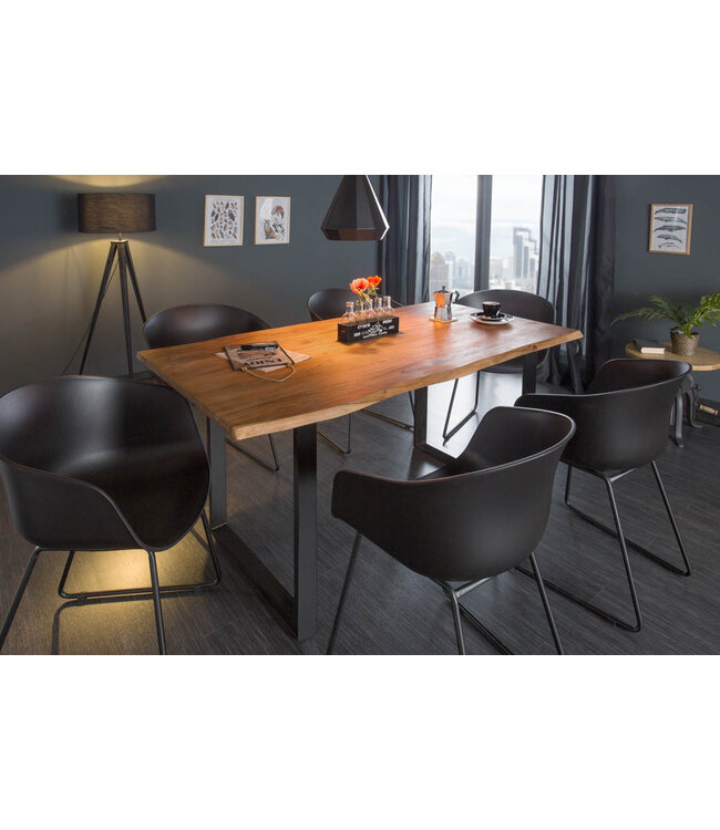 Invicta Interior Massief houten eettafel MAMMUT 160cm wilde acacia industrieel design 2,6cm tafelblad boomrand - 43470