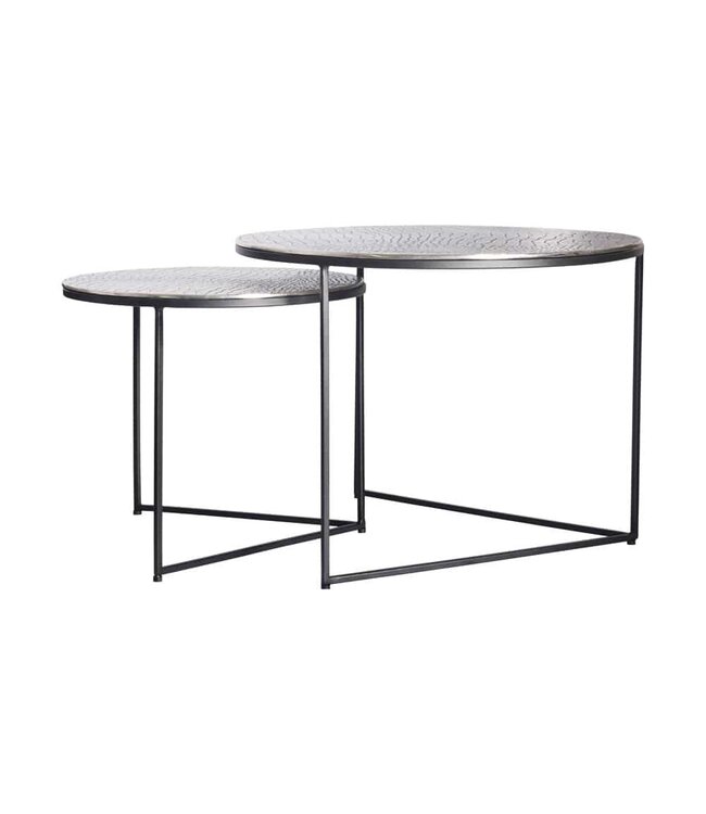 Invicta Interior Ronde set van 2 salontafels ELEMENTS 60cm zilver antiek krokodillenontwerp handgemaakt - 43493
