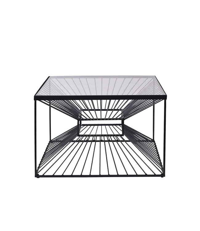 Invicta Interior Abstracte salontafel ILLUSION 60cm zwart metaal glas handgemaakt modern design - 43502