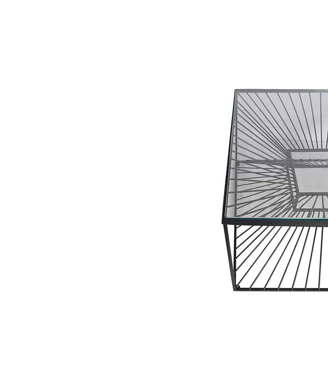 Invicta Interior Abstracte salontafel ILLUSION 60cm zwart metaal glas handgemaakt modern design - 43502