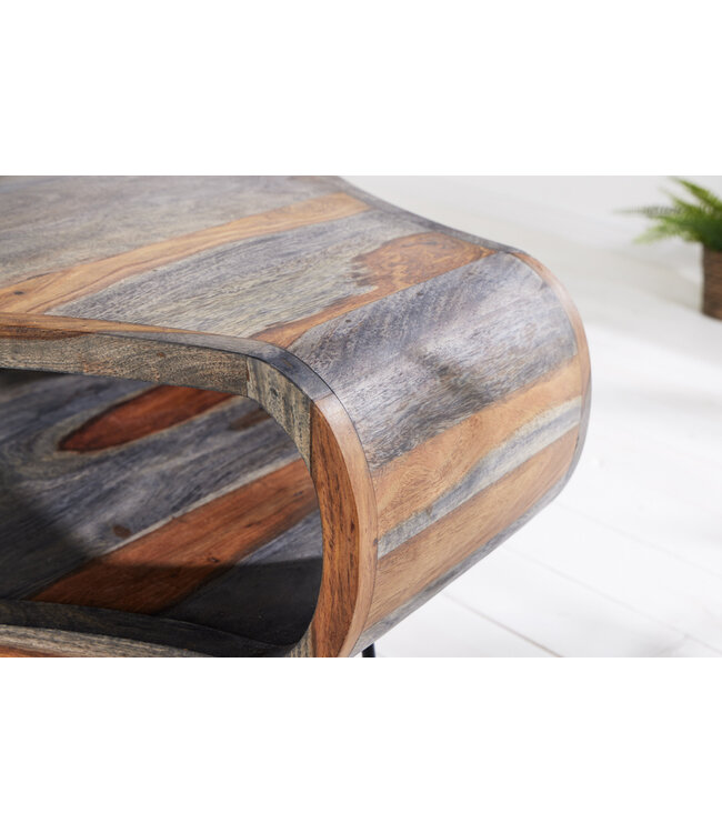 Invicta Interior Retro salontafel ORGANIC LIVING 70cm grijs massief sheeshamhout met opbergruimte Hairpin Poten - 43710