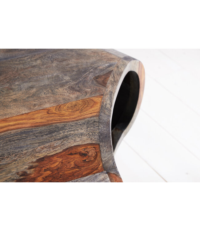 Invicta Interior Retro salontafel ORGANIC LIVING 70cm grijs massief sheeshamhout met opbergruimte Hairpin Poten - 43710