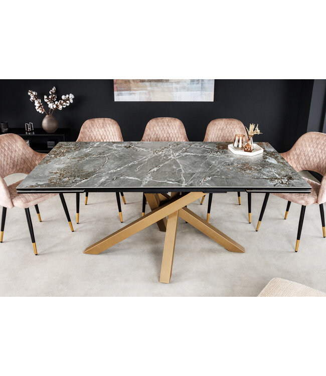 Invicta Interior Uitschuifbare eettafel MARVELOUS 180-220-260cm grijs koper roest keramiek gemaakt in Italie - 43841