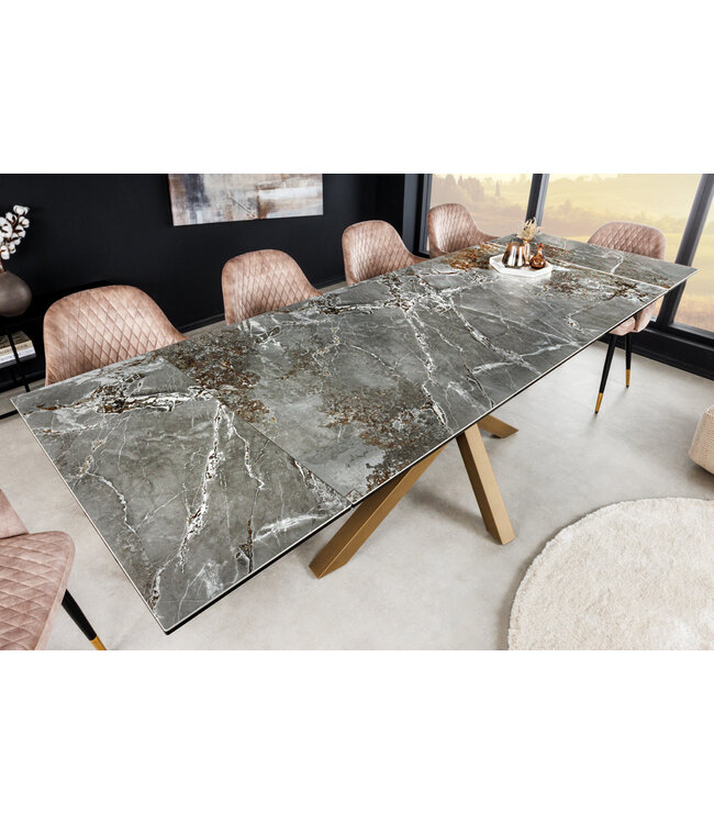 Invicta Interior Uitschuifbare eettafel MARVELOUS 180-220-260cm grijs koper roest keramiek gemaakt in Italie - 43841