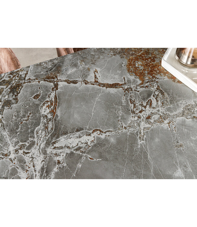 Invicta Interior Uitschuifbare eettafel MARVELOUS 180-220-260cm grijs koper roest keramiek gemaakt in Italie - 43841