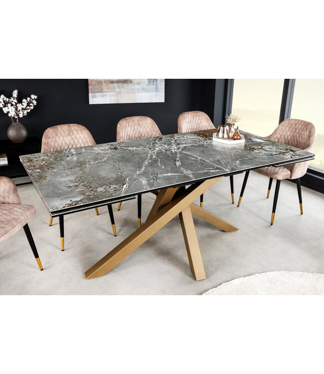 Invicta Interior Uitschuifbare eettafel MARVELOUS 180-220-260cm grijs koper roest keramiek gemaakt in Italie - 43841