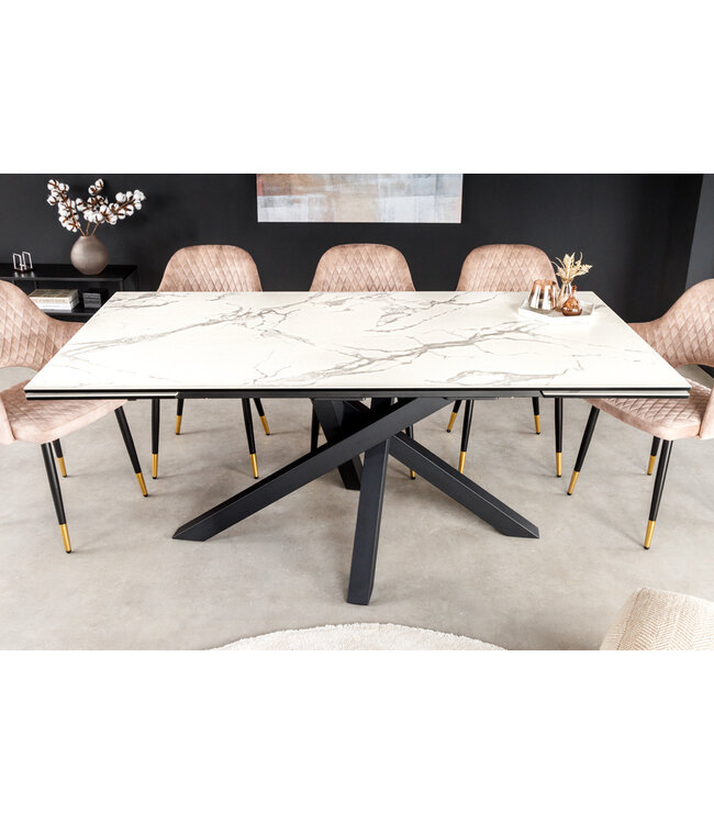 Invicta Interior Uitschuifbare eettafel MARVELOUS 180-220-260cm wit marmer keramiek gemaakt in Italie - 43842