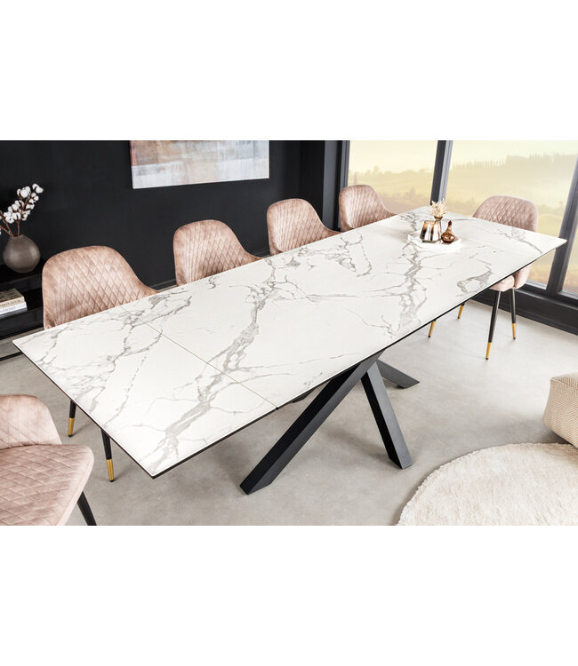 Invicta Interior Uitschuifbare eettafel MARVELOUS 180-220-260cm wit marmer keramiek gemaakt in Italie - 43842