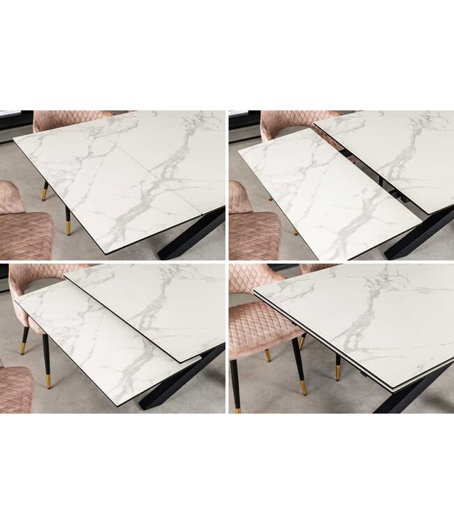 Invicta Interior Uitschuifbare eettafel MARVELOUS 180-220-260cm wit marmer keramiek gemaakt in Italie - 43842