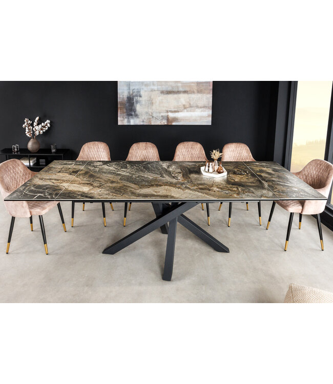 Invicta Interior Uitschuifbare eettafel MARVELOUS 180-220-260cm taupe marmeren keramiek gemaakt in Italië - 43843