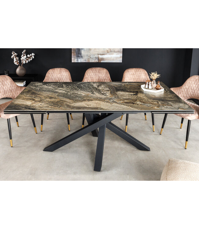 Invicta Interior Uitschuifbare eettafel MARVELOUS 180-220-260cm taupe marmeren keramiek gemaakt in Italie - 43843