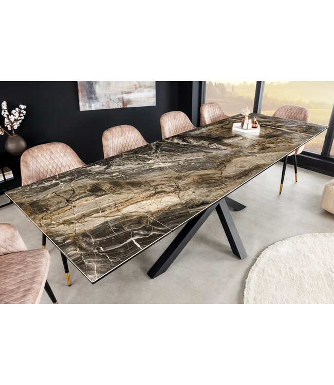 Invicta Interior Uitschuifbare eettafel MARVELOUS 180-220-260cm taupe marmeren keramiek gemaakt in Italie - 43843
