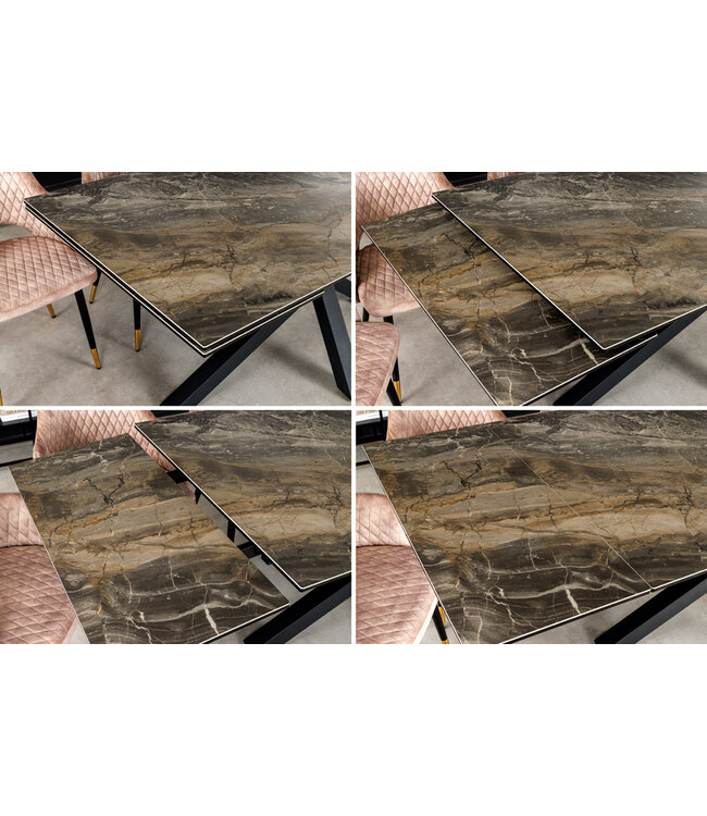 Invicta Interior Uitschuifbare eettafel MARVELOUS 180-220-260cm taupe marmeren keramiek gemaakt in Italie - 43843