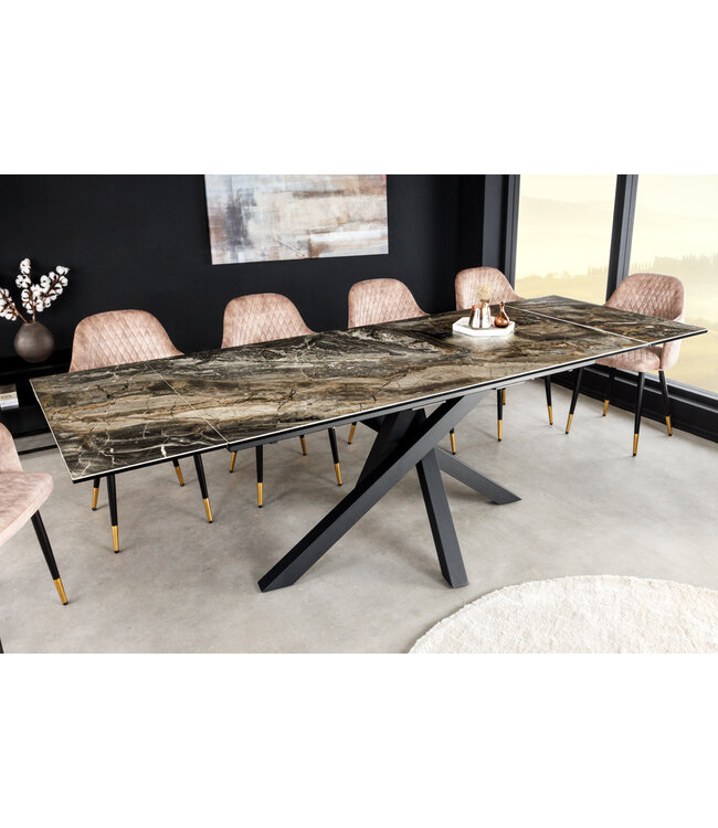 Invicta Interior Uitschuifbare eettafel MARVELOUS 180-220-260cm taupe marmeren keramiek gemaakt in Italie - 43843