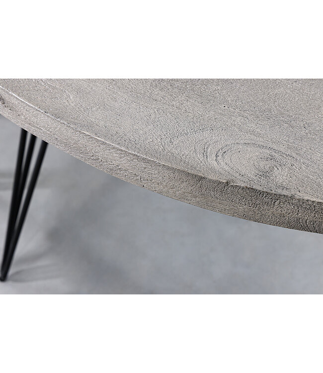 Invicta Interior Ronde eettafel SCORPION 120cm grijs massief mangohout zwarte metalen poten Hairpin Poten - 43664