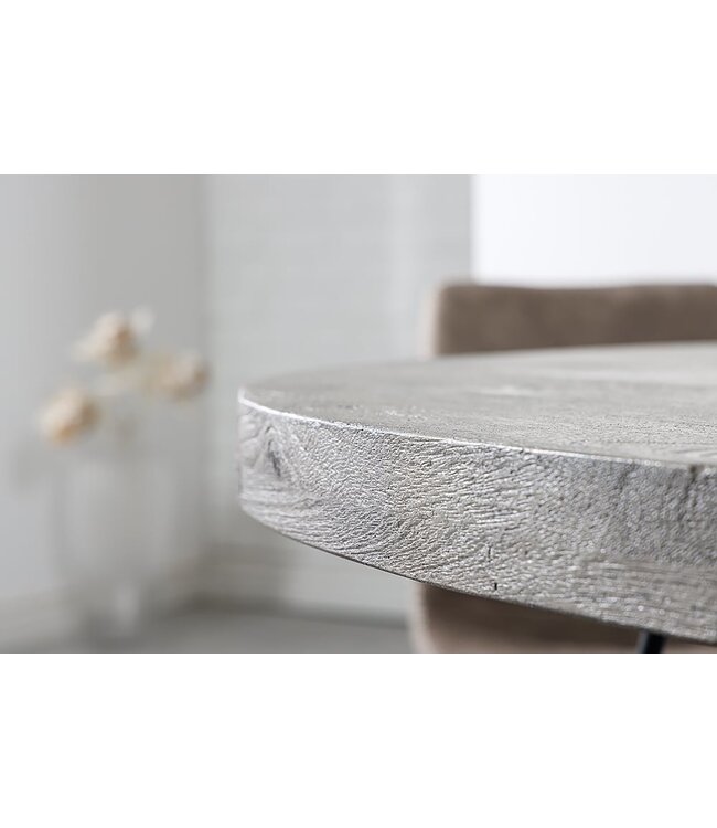 Invicta Interior Ronde eettafel SCORPION 120cm grijs massief mangohout zwarte metalen poten Hairpin Poten - 43664