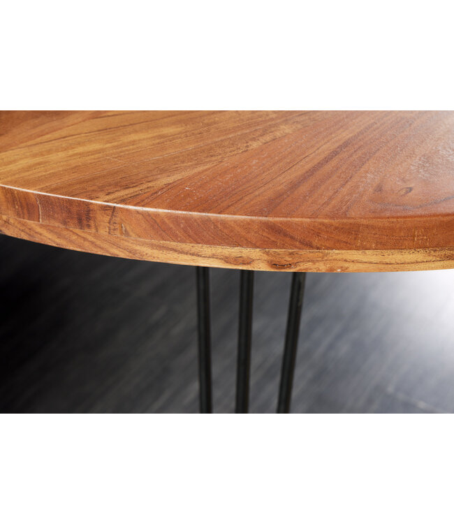 Invicta Interior Ronde eettafel SCORPION 120cm natuurlijk acacia massief hout haarspeldpoten retro design - 43668