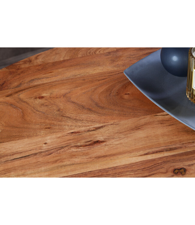 Invicta Interior Ronde eettafel SCORPION 120cm natuurlijk acacia massief hout haarspeldpoten retro design - 43668