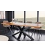 Invicta Interior Massief houten eettafel MAMMUT 200cm Sheesham zwart frame 3,5cm tafelblad boomrand - 43700