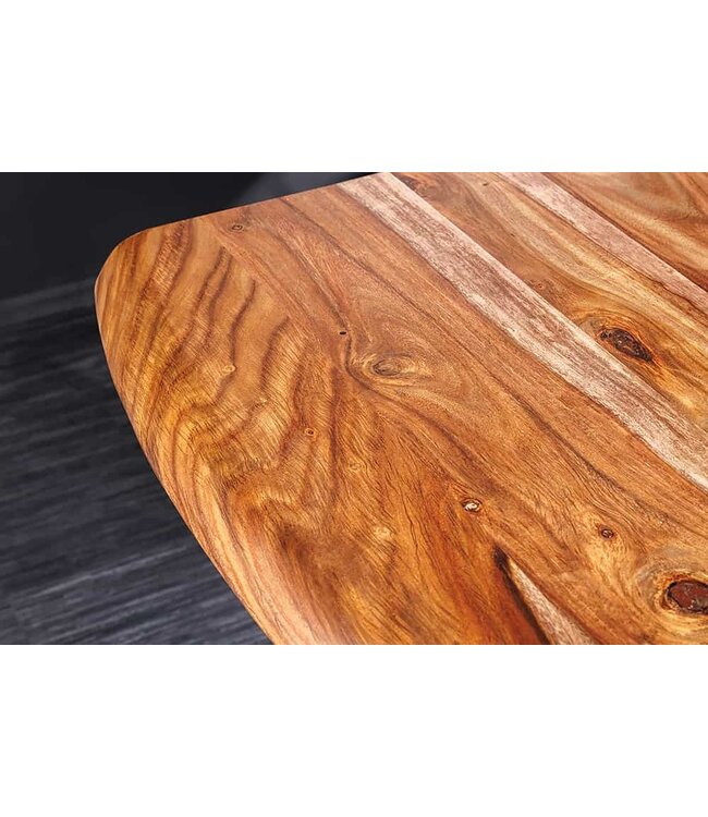 Invicta Interior Massief houten eettafel MAMMUT 200cm Sheesham zwart frame 3,5cm tafelblad boomrand - 43700